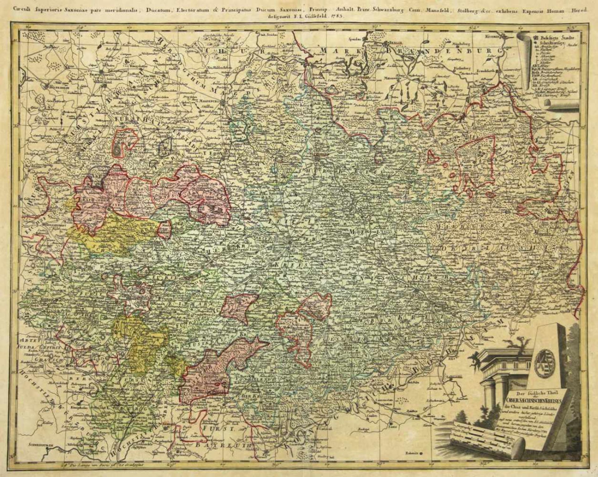 Sachsen. - Sachsen. - Der südliche Theil des Ober-Saechsischen Kreises die Chur- und Fürstl.