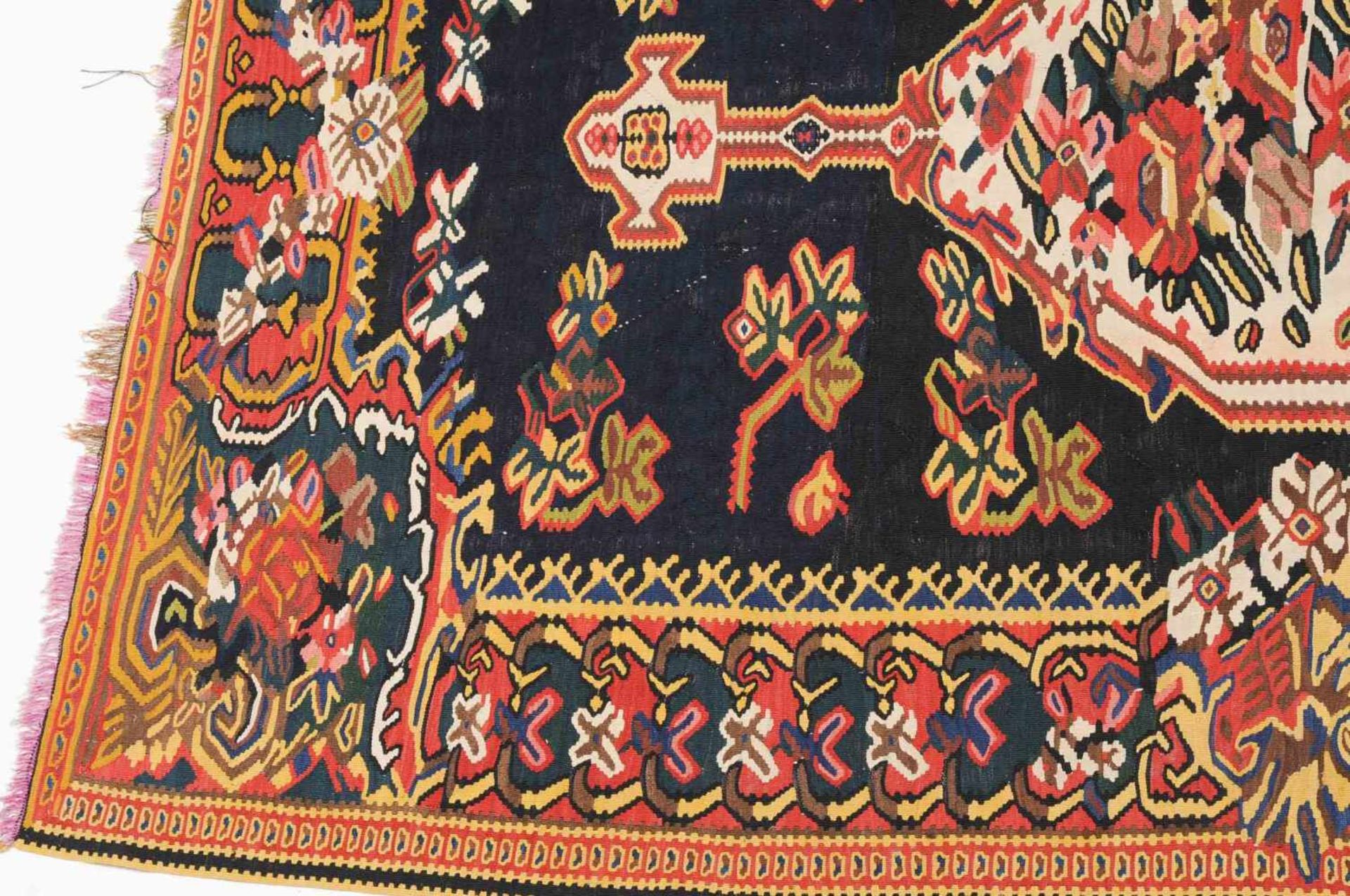 Bidjar-KelimW-Persien, um 1900. Kette aus farbiger Seide. Extrafein gewobenes Flachgewebe. Im - Bild 13 aus 14