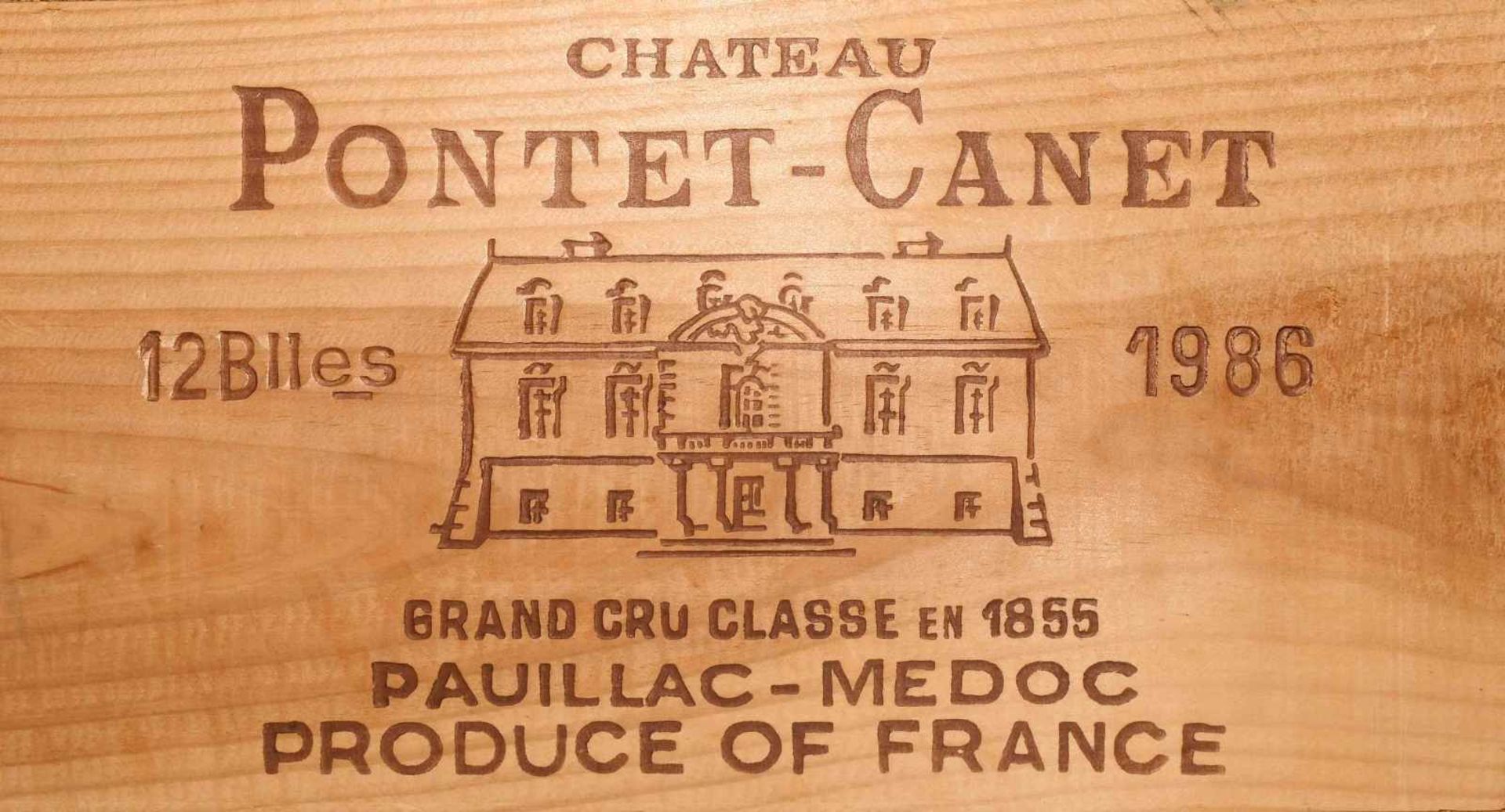 Chateau Pontet Canet1986. 5ème Cru classé. Pauillac. Orig. Holzkiste. 12 Flaschen.Chateau Pontet