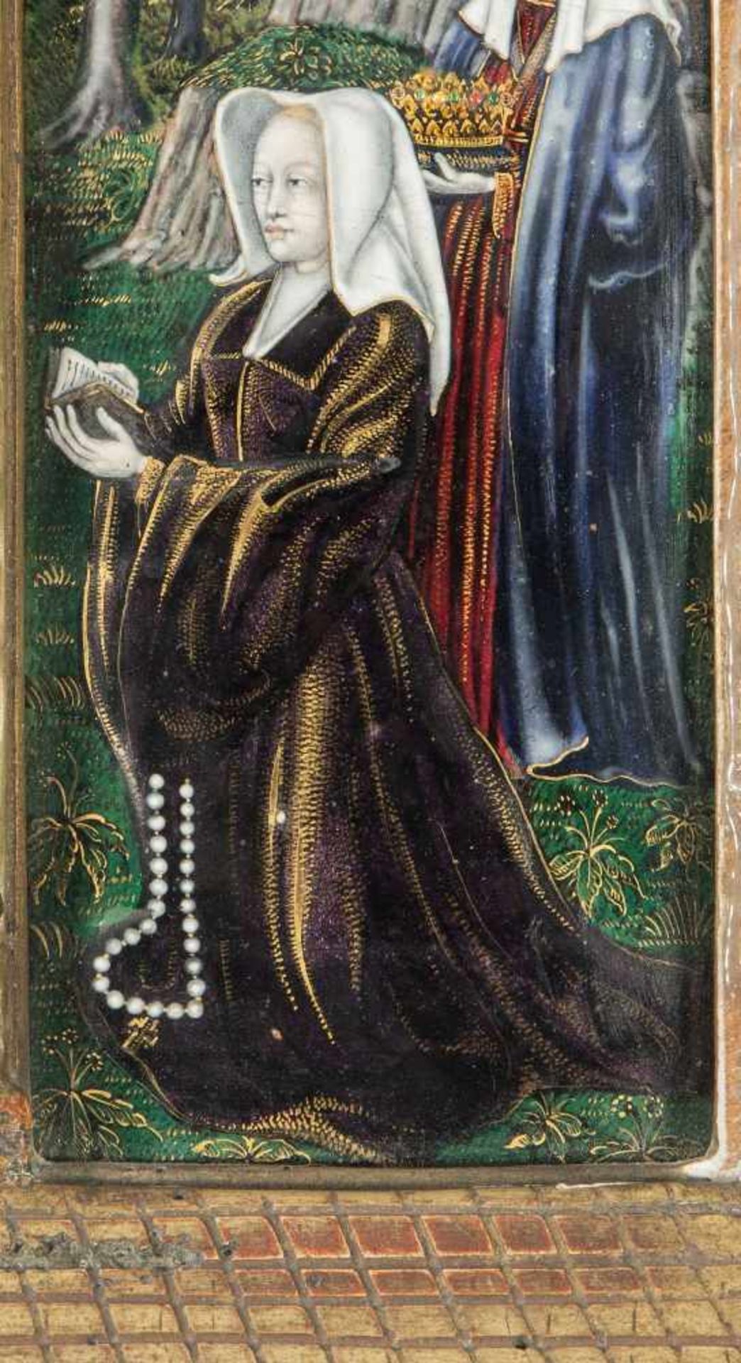 Triptychon "Taufe Christi"Frankreich, 19.Jh., in der Art von Limoges des 16./17.Jhs. Farbiges - Bild 9 aus 12