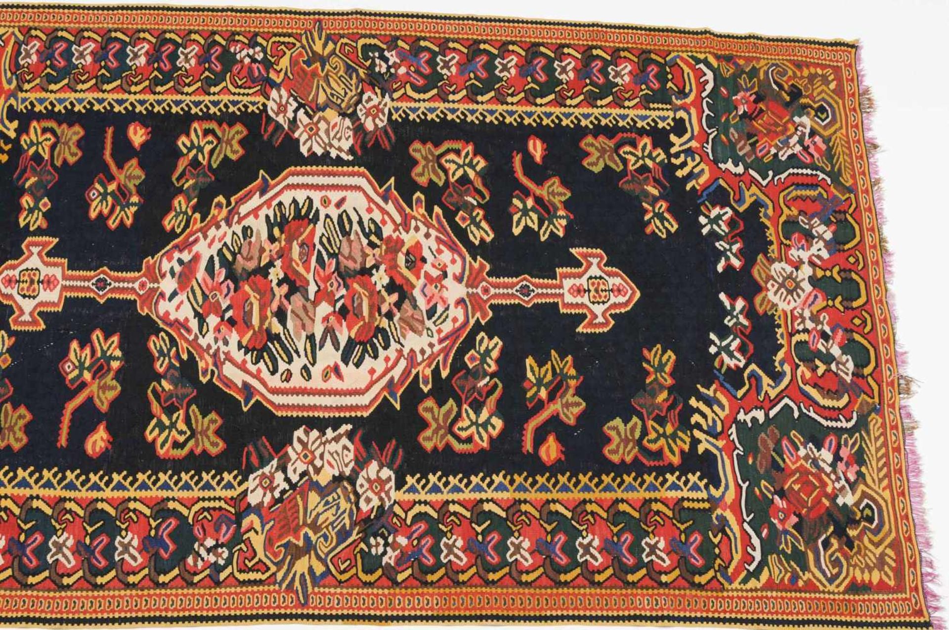 Bidjar-KelimW-Persien, um 1900. Kette aus farbiger Seide. Extrafein gewobenes Flachgewebe. Im - Bild 7 aus 14