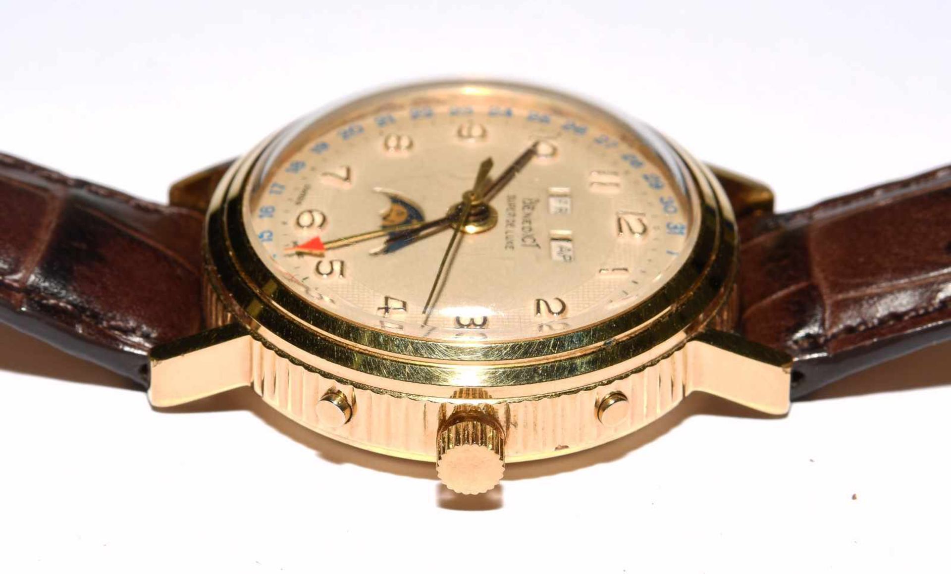 Benedict Super De LuxeRunde, mechanische Armbanduhr 60er Jahre mit Vollkalender und Handaufzug in - Bild 5 aus 7