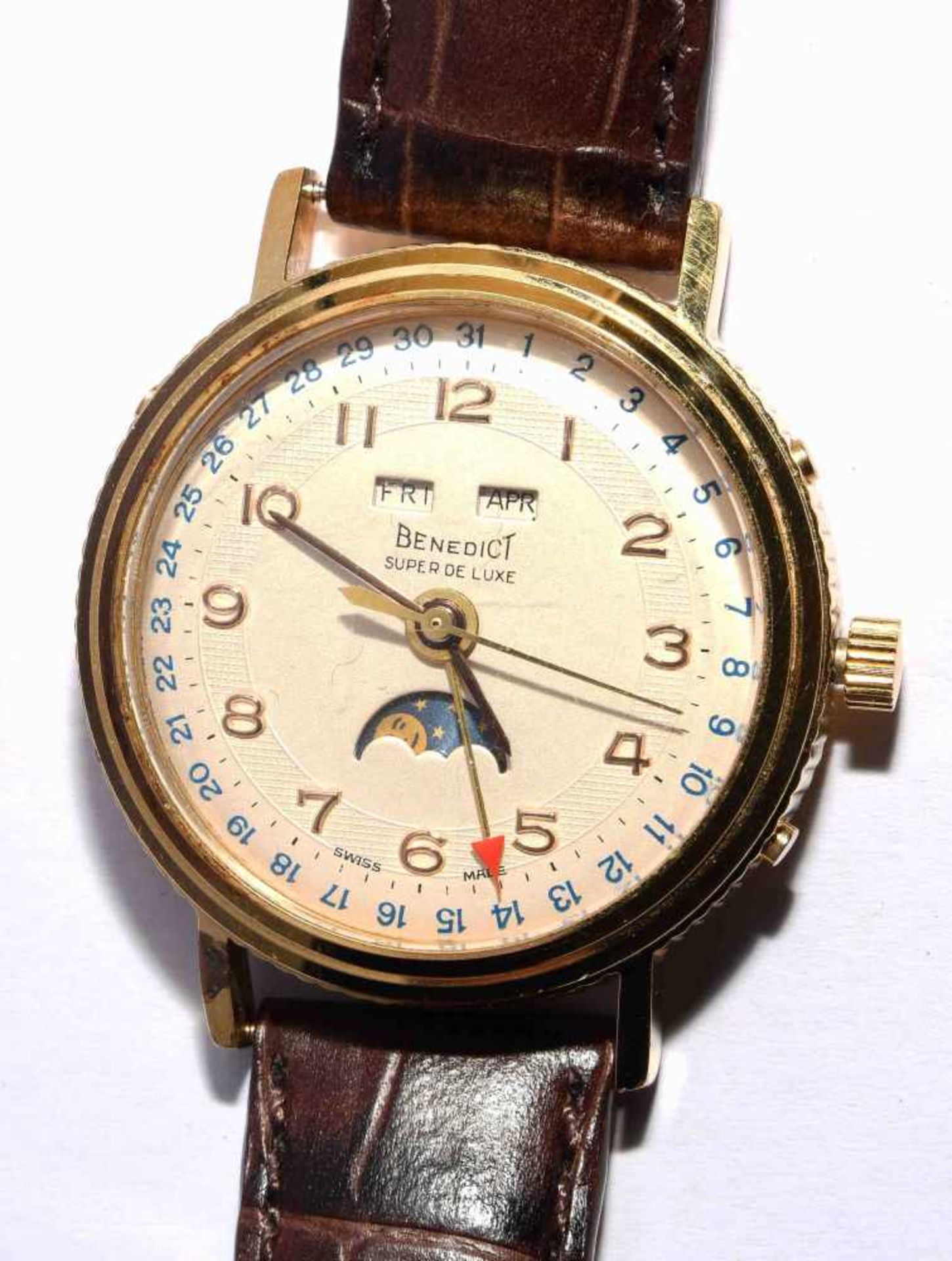 Benedict Super De LuxeRunde, mechanische Armbanduhr 60er Jahre mit Vollkalender und Handaufzug in - Bild 4 aus 7