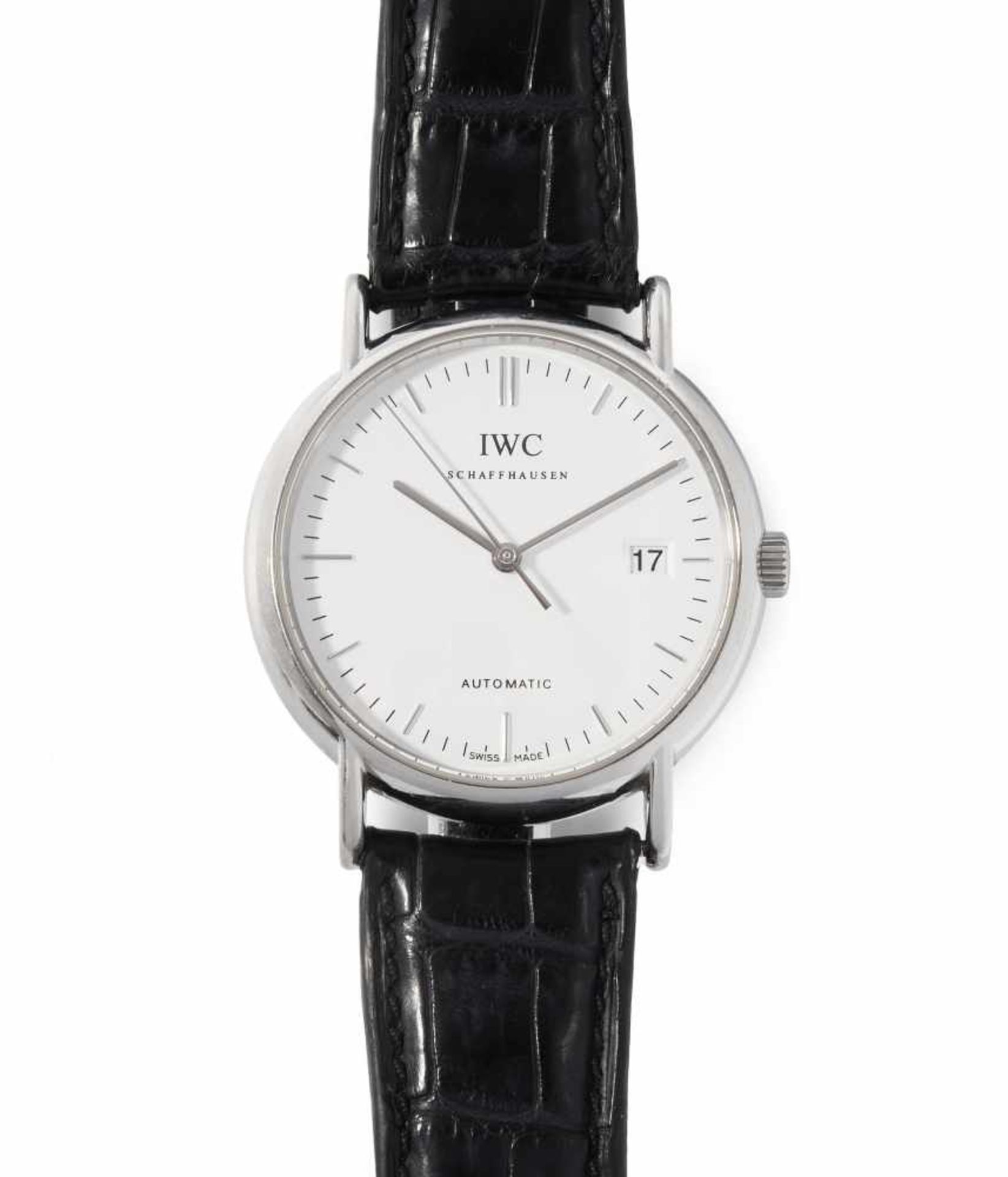 IWC PortofinoRunde, automatische Armbanduhr 1995 in Edelstahlgehäuse. Boden verschraubt,