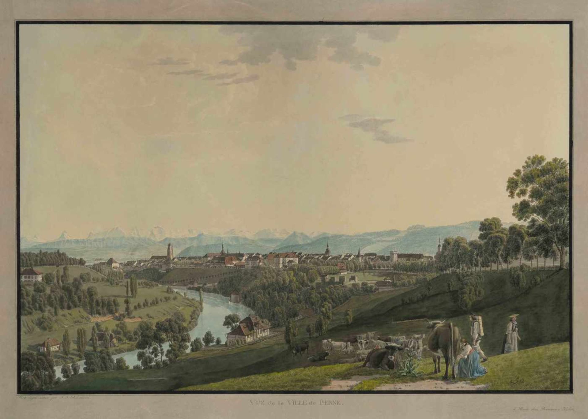 Biedermann, Johann Jakob(Winterthur 1763–1830 Zürich)"Vue de la Ville de Berne". Kol. - Bild 2 aus 2