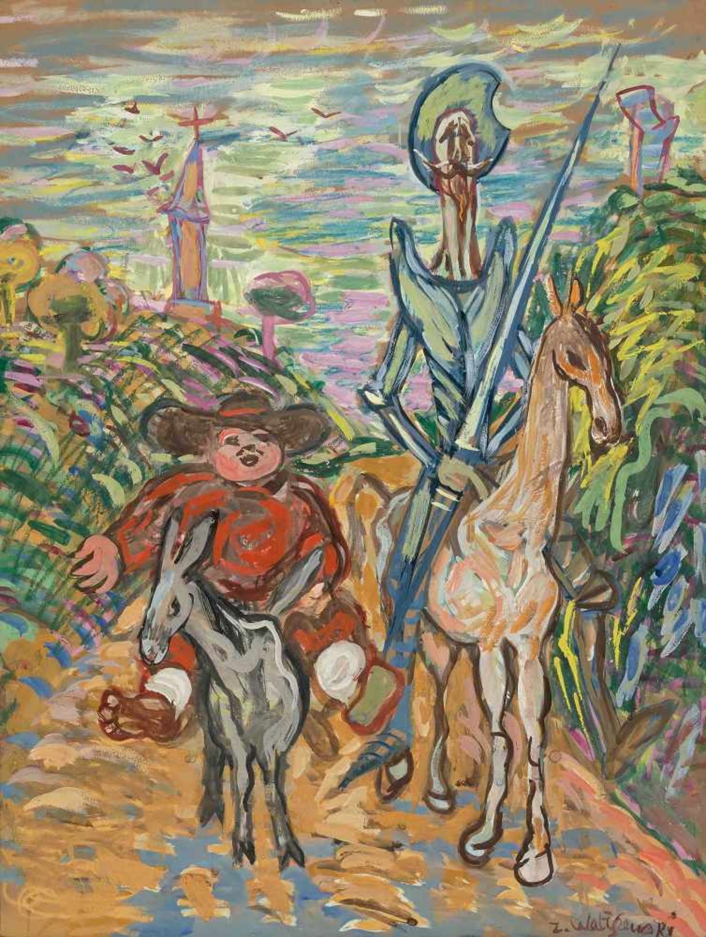 Waliszewski, Zygmunt(Sankt Petersburg 1897–1936 Krakau)Don Quichotte. Aquarell und Gouache auf