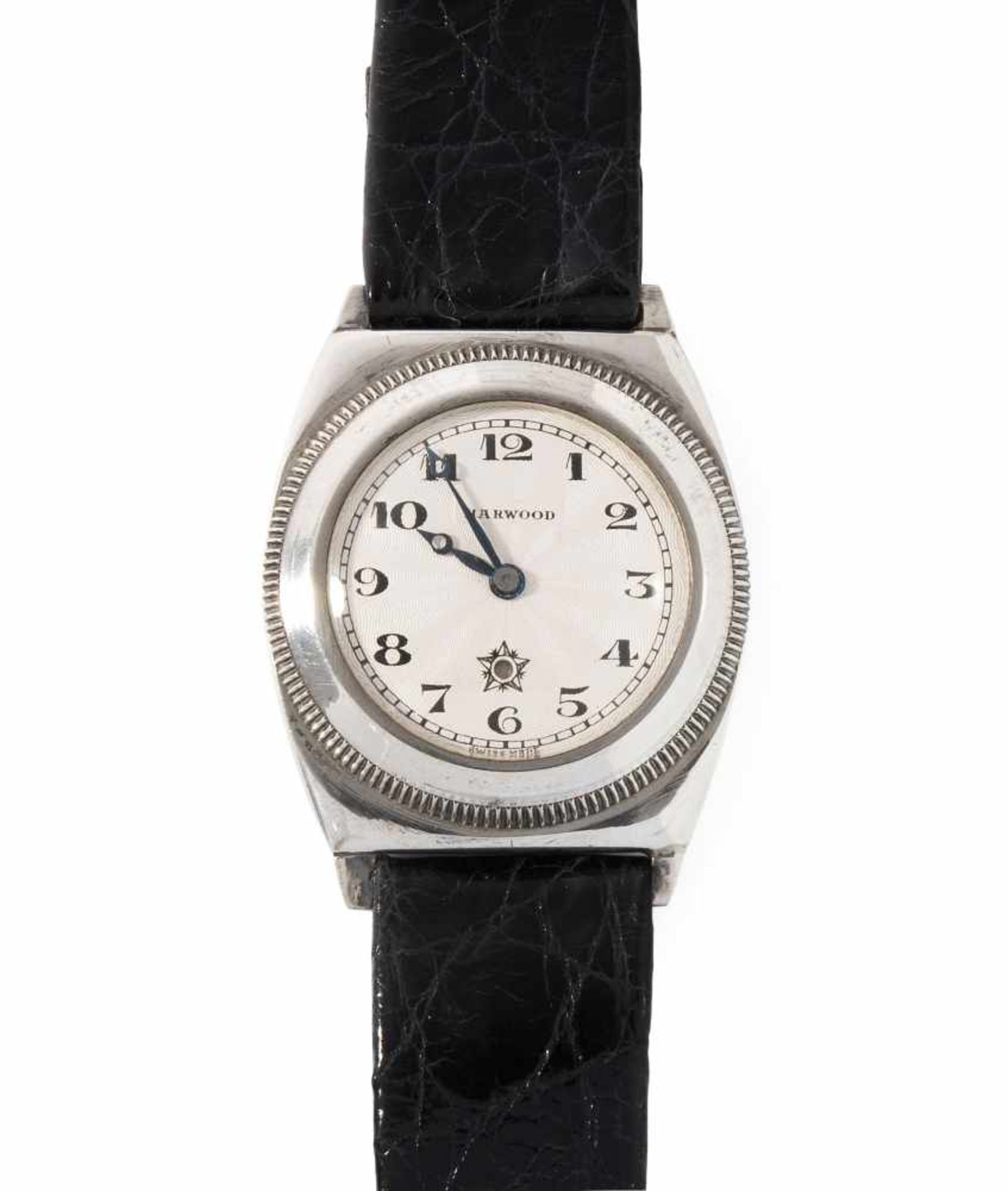 HarwoodRunde, automatische Armbanduhr 50er Jahre mit Hammerautomatik in tonneauförmigem