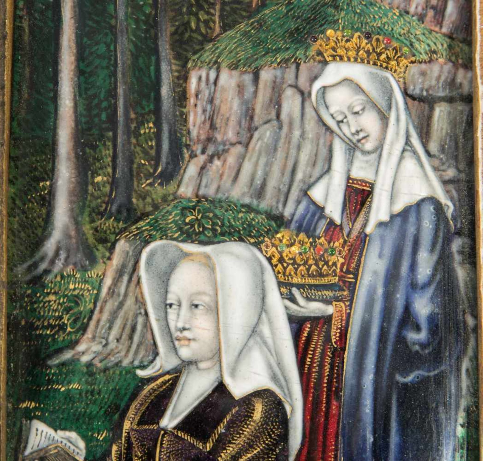 Triptychon "Taufe Christi"Frankreich, 19.Jh., in der Art von Limoges des 16./17.Jhs. Farbiges - Bild 3 aus 12