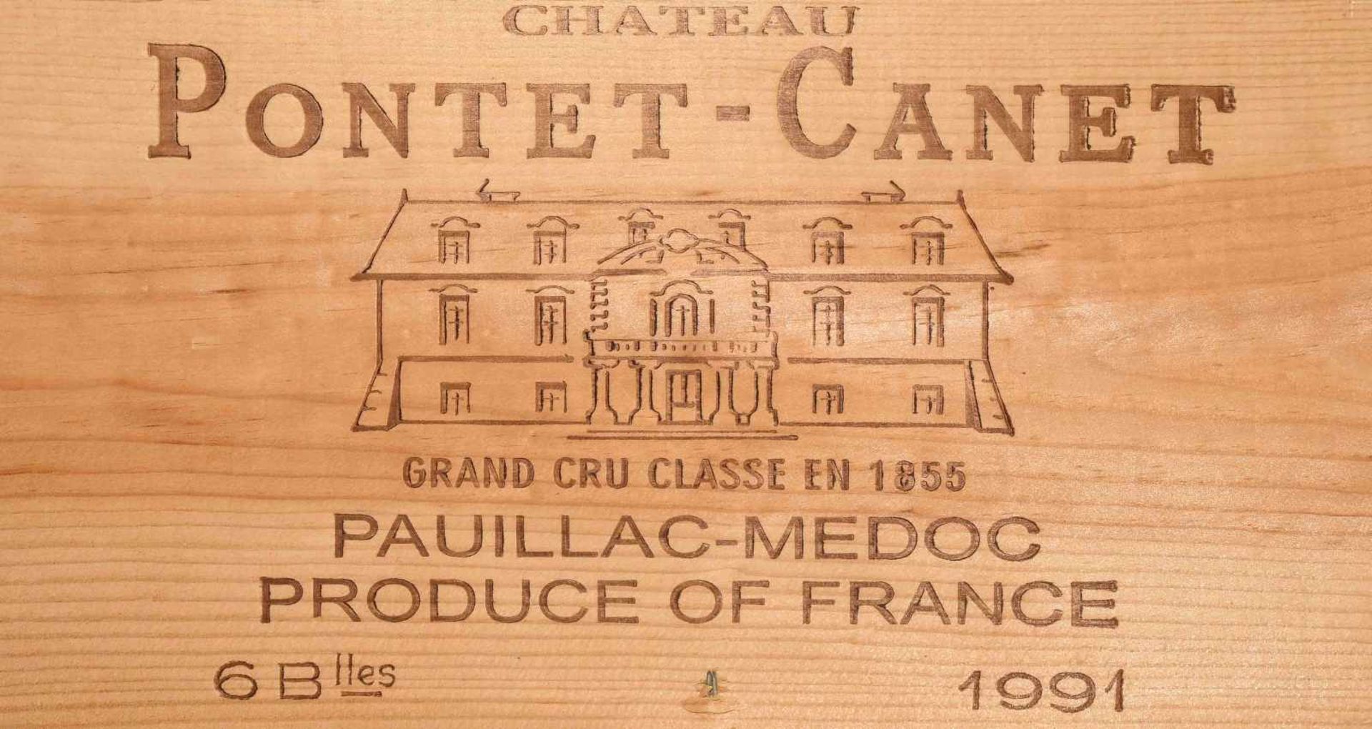 Chateau Pontet Canet1991. 5ème Cru classé. Pauillac. Orig. Holzkiste. 6 Flaschen.Chateau Pontet