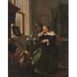 Duck, Jacob(um 1600 Utrecht 1667)Vanitas, eine eingeschlummerte Frau in einem Interieur. Um 1653/57.