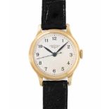 LonginesRunde, automatische Armbanduhr um 1940 in 750 Gelbgoldgehäuse ca. 15 g. Boden gedrückt,