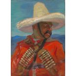 Anonym, Ende 19.Jh.Mexikanischer Bandit. Öl auf Leinwand. 51x35,5 cm.