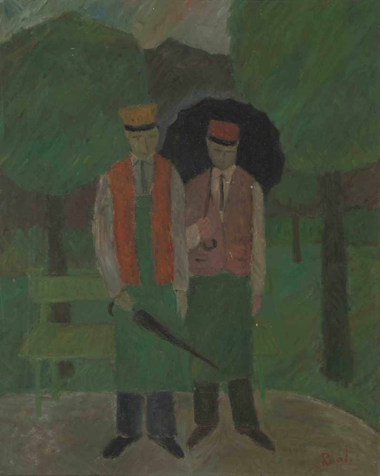 Roulet, Henry(Genf 1915–1995 Corin)"Les Portiers", 1962. Öl auf Leinwand. Unten rechts signiert,