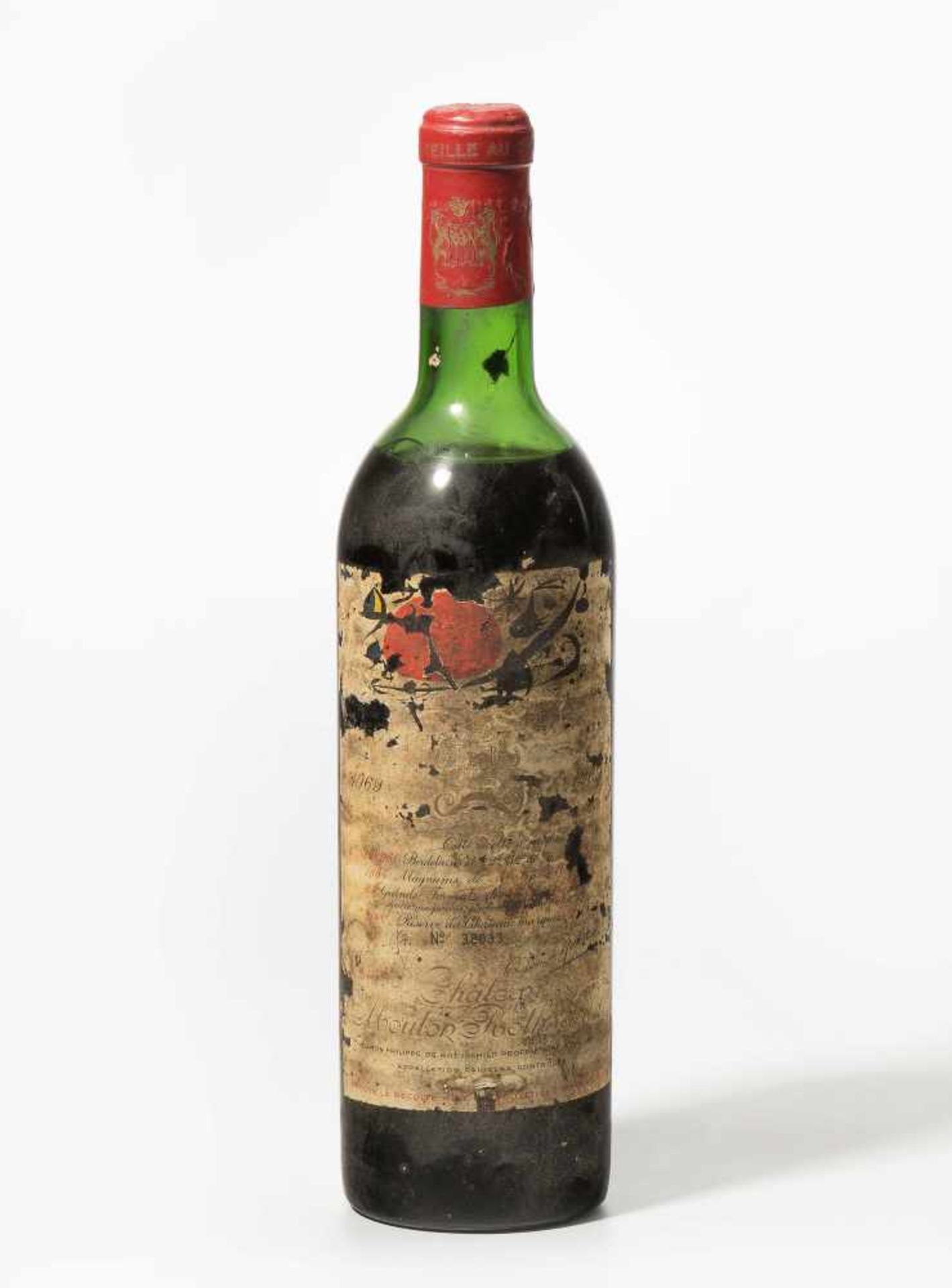 Chateau Mouton Rothschild1969. 1er Grand Cru. Pauillac. 1 Flasche. (Niveau: obere Schulter, Etikette