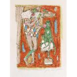 Carigiet, Alois(Trun 1902–1985 Trun)"Harlekin mit Diavolo". 1970. Farblithographie. K.P. Unten