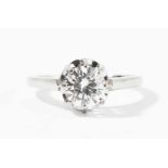 Brillant-Ring750 Weissgold. Solitaire-Modell. 1 Brillant ca. 1.10 ct F/G-vvs/vs, sehr leichte