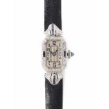 Klason Watch SuisseRechteckige, mechanische Art-Déco Armbanduhr um 1900 mit Handaufzug in, mit