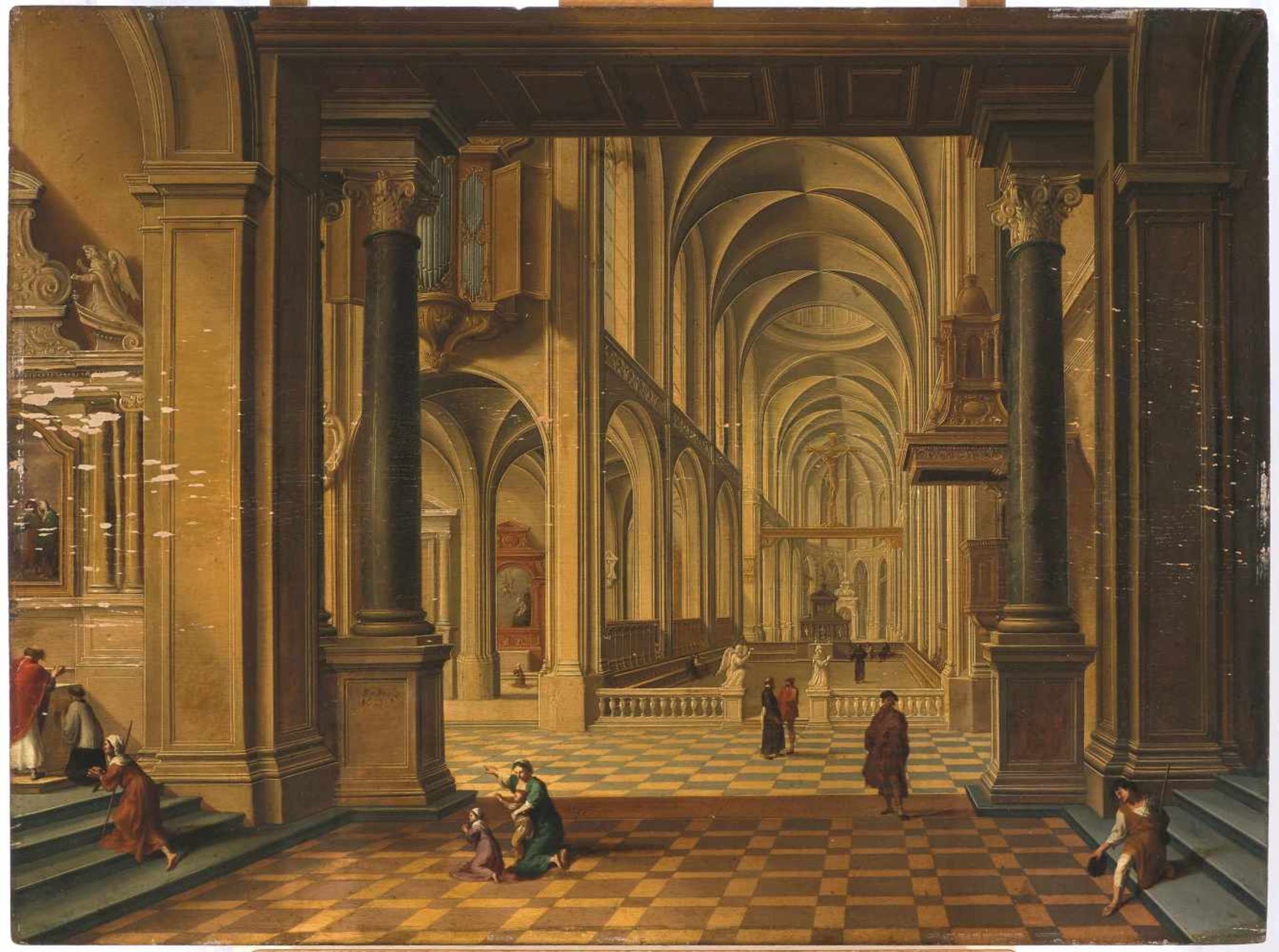 Bassen, Bartholomeus van(Antwerpen 1590–1652 Den Haag)Kircheninterieur mit Figuren. Wohl aus den - Image 2 of 10