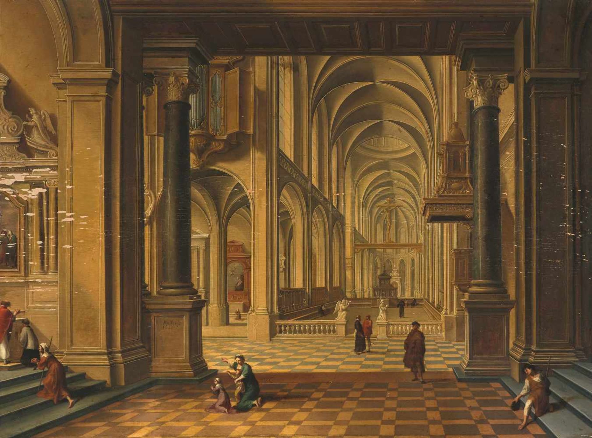 Bassen, Bartholomeus van(Antwerpen 1590–1652 Den Haag)Kircheninterieur mit Figuren. Wohl aus den