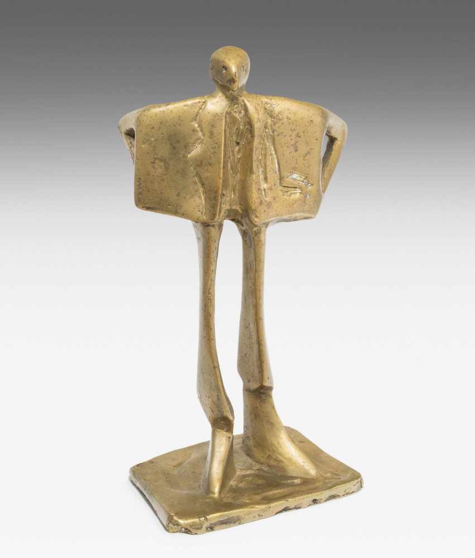 Metzler, Kurt Laurenz(St.Gallen 1941)Businessman. 1979. Bronze, gold patiniert. Auf dem Fuss