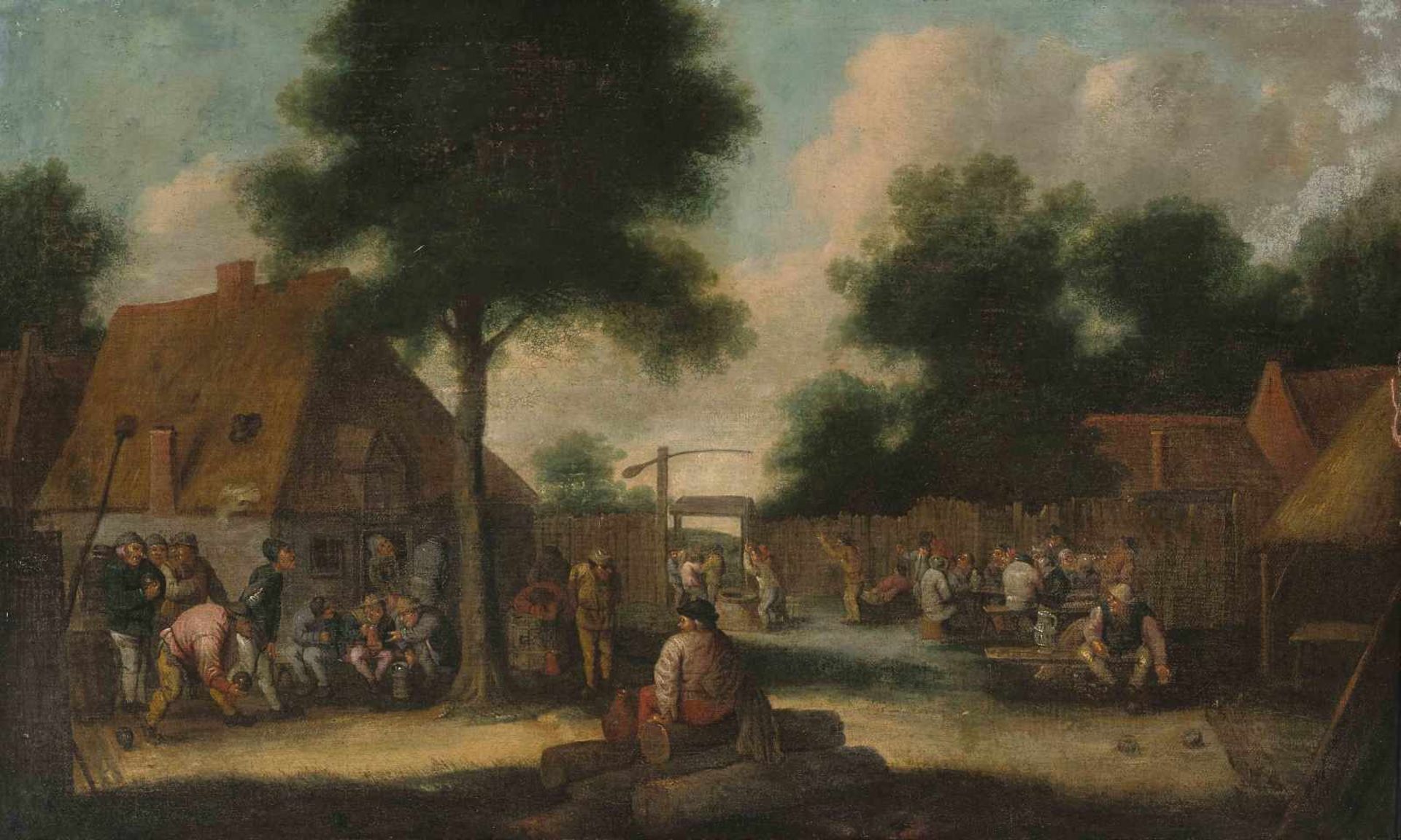 Apshoven, Thomas van (1622 Antwerpen 1664)Bauernfest. Öl auf Leinwand. 49,3x81,3 cm.- Doubliert.