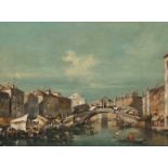 Guardi, Francesco(1712 Venedig 1793)NachfolgerRialtobrücke. Öl auf Leiwand. 30,4x40,6 cm.-