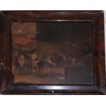 A 19th Century - possible 18th Century Oil on Panel of peasant folk 26 x 22 cms.