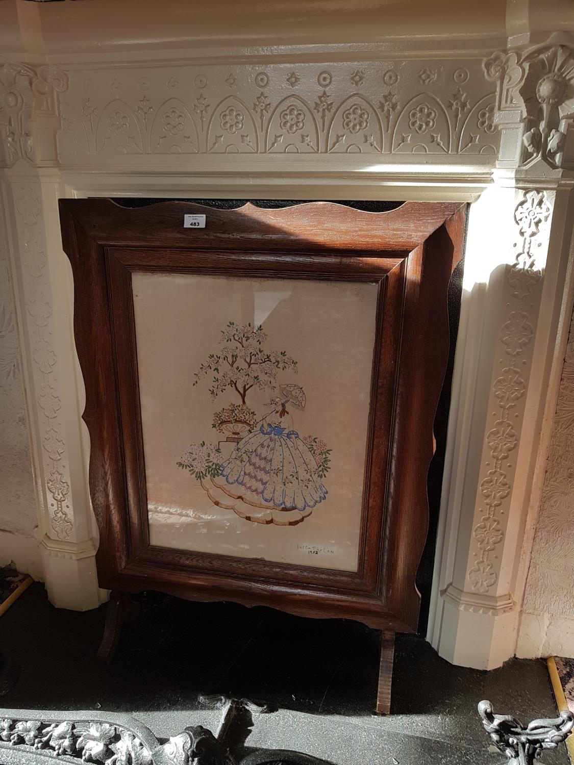 A 19th Century Firescreen with needlepoint centre. 63 x 87cm. - Image 2 of 2