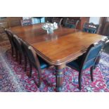 A good Victorian Mahogany Dining Table with two extra leaves (will take more) on reeded turned