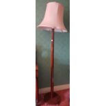 An Edwardian Mahogany and Inlaid Standard Lamp and shade. 193cm. tall.
