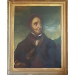 A 19th Century large Oil on Canvas of a gentleman in a highly ornate frame.