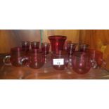 A quantity of Cranberry Glass items.