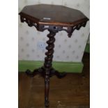 A lovely early Victorian Rosewood Octagon-shaped Wine Table on barley twist supports and a tripod