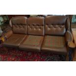 A modern oak show frame three seater Couch.