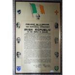 Poblacht na heireann, a Irish Republic Declaration Print. 52 x 88 cms.