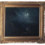 An 19th Century Oil on Canvas of a moonlit scene with James Arthur O'Connor on frame. 1792 - 1811.