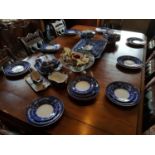 A fantastic F. & Sons 'Verona' Burselm part Dinnerware set with blue and white decoration and gilt