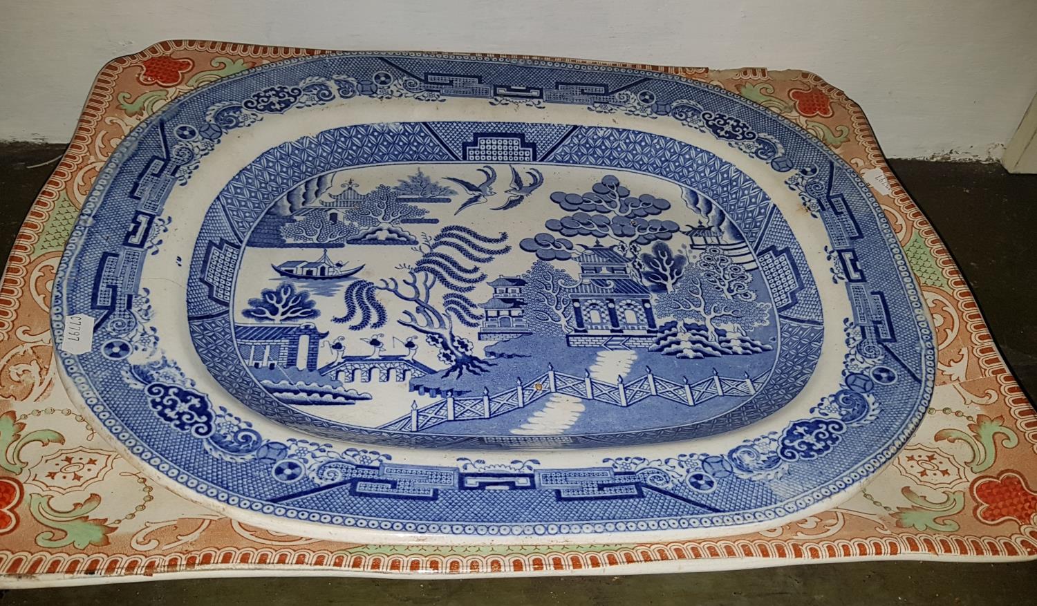 A 19th Century Turkey Plate, two Platters along with a part Teaset. - Image 3 of 4