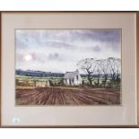 A Watercolour 'Early Spring Ploughing' 1988 by J H Flack. Signed LR and dated verso.