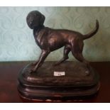 A Bronze Figure of a dog on a plinth base. H26cm.