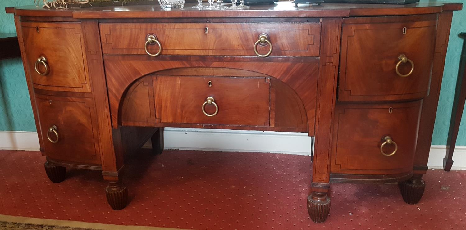 A magnificent early 19th Century Sideboard with ebony string inlay, large brass ring handles and - Image 2 of 2