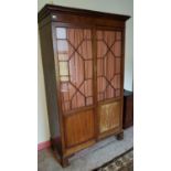 A good 19th Century Mahogany Glazed Gentlemans Wardrobe. 124 x 200 x 59cm.