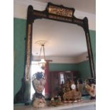 A good late 19th Century - early 20th Century Ebonised and Gilt Overmantle Mirror. 164 W x 190 L cm.