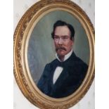 A 19th Century Oil on Canvas of a distinguished gentleman in a lovely original oval gilt frame 50