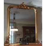 A really good 19th Century Timber Gilt Overmantle Mirror with highly carved outline and original