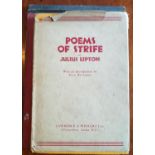 A quantity of world Stamps in two albums along with a first limited edition of Poems of Strife by