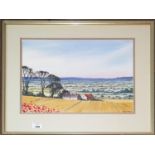 'Summer Landscape near Johnstown Co Kildare'. A Watercolour by J H Flack. Signed LR and dated 1989