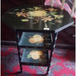 A late 19th Century Decoupage Table. 60 L x 60 W x 65 H cm.