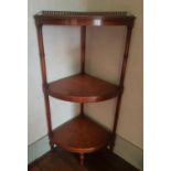 A Mahogany Gallery Topped Corner Whatnot. 102 cms high.