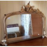 A Victorian Timber Gilt Overmantle Mirror with original gilt.